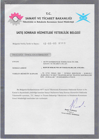 Certificate Of Competency After-sales Service